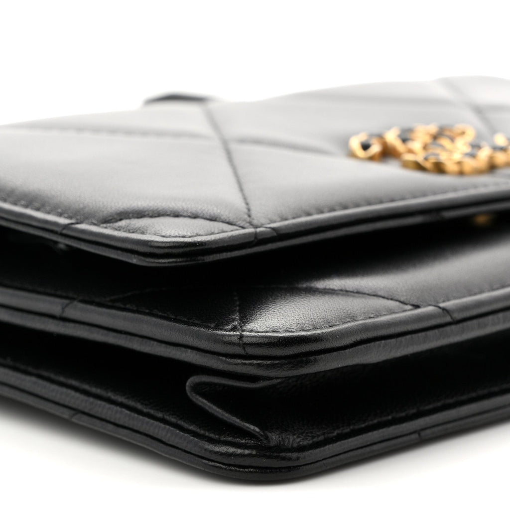 Chanel Lambskin Quilted Chanel 19 Wallet On Chain WOC Black