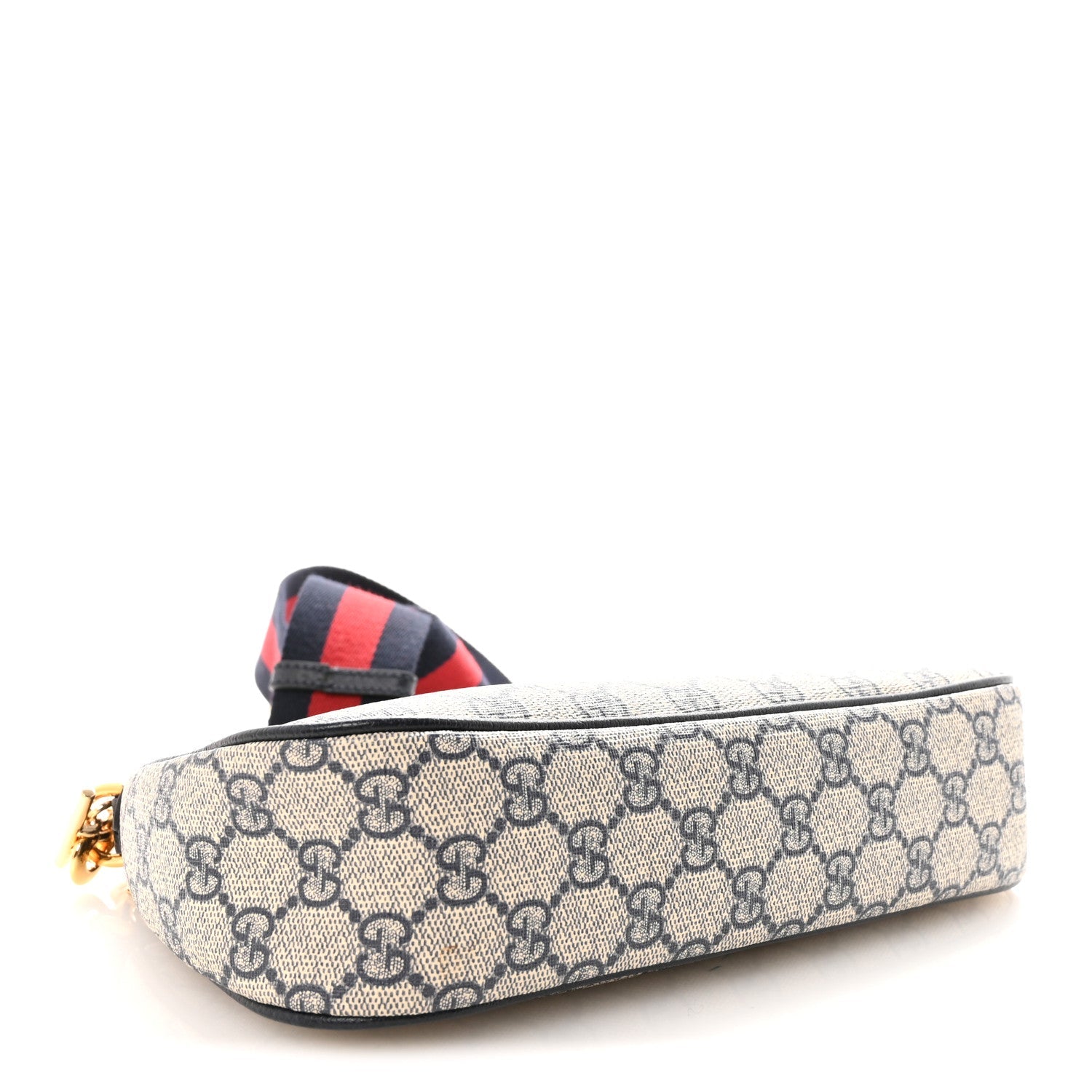 Gucci GG Supreme Monogram Textured Dollar Calfskin Web Small Ophidia GG Handbag Beige Blue