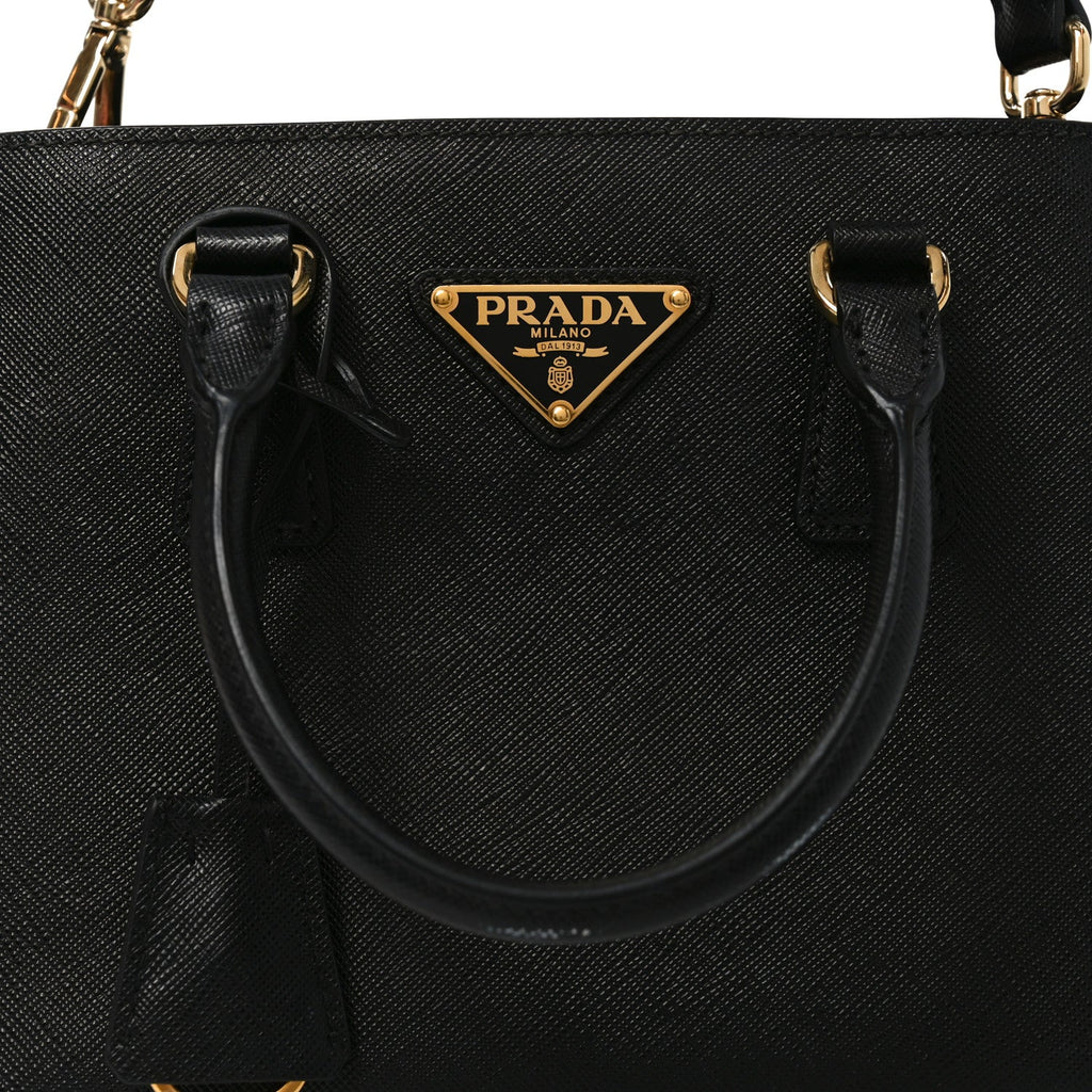 Prada Saffiano Lux Micro Galleria Shoulder Bag Black