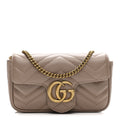 Gucci Calfskin Matelasse Super Mini GG Marmont Shoulder Bag Porcelain Rose