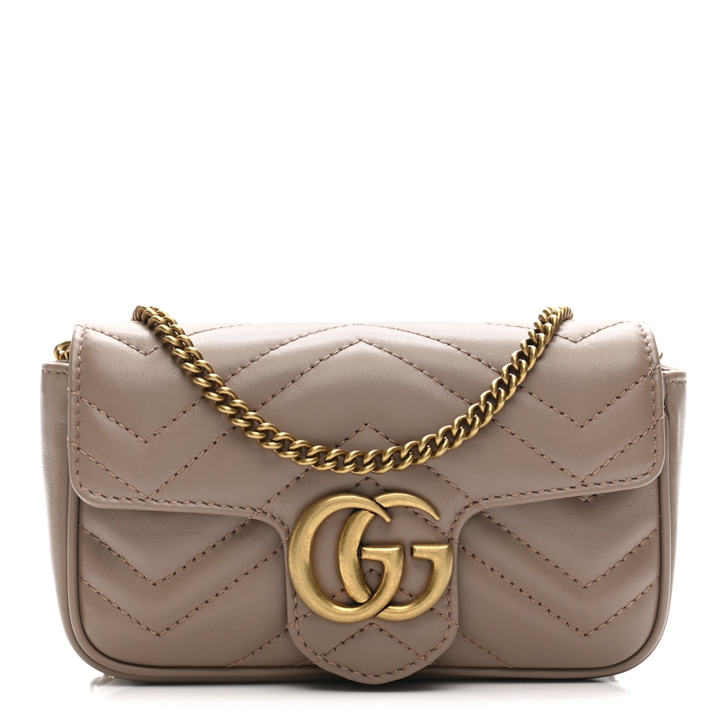 Gucci Calfskin Matelasse Super Mini GG Marmont Shoulder Bag Porcelain Rose
