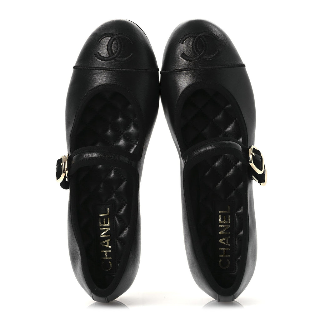Lambskin Mary Jane Flats 37.5 Black