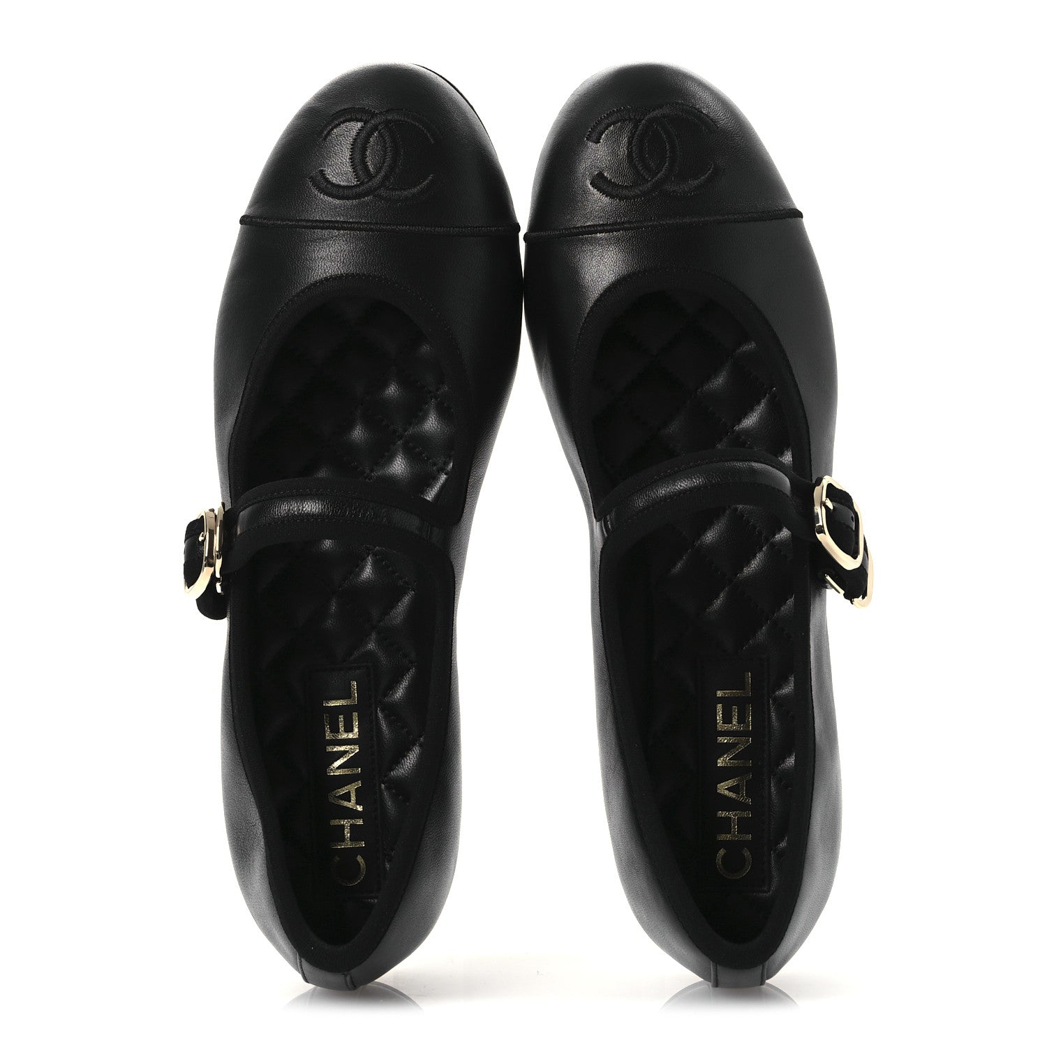 Lambskin Mary Jane Flats 37.5 Black