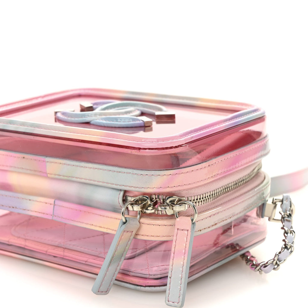 Chanel PVC Lambskin Filigree Small CC Filigree Vanity Case Pink Multicolor
