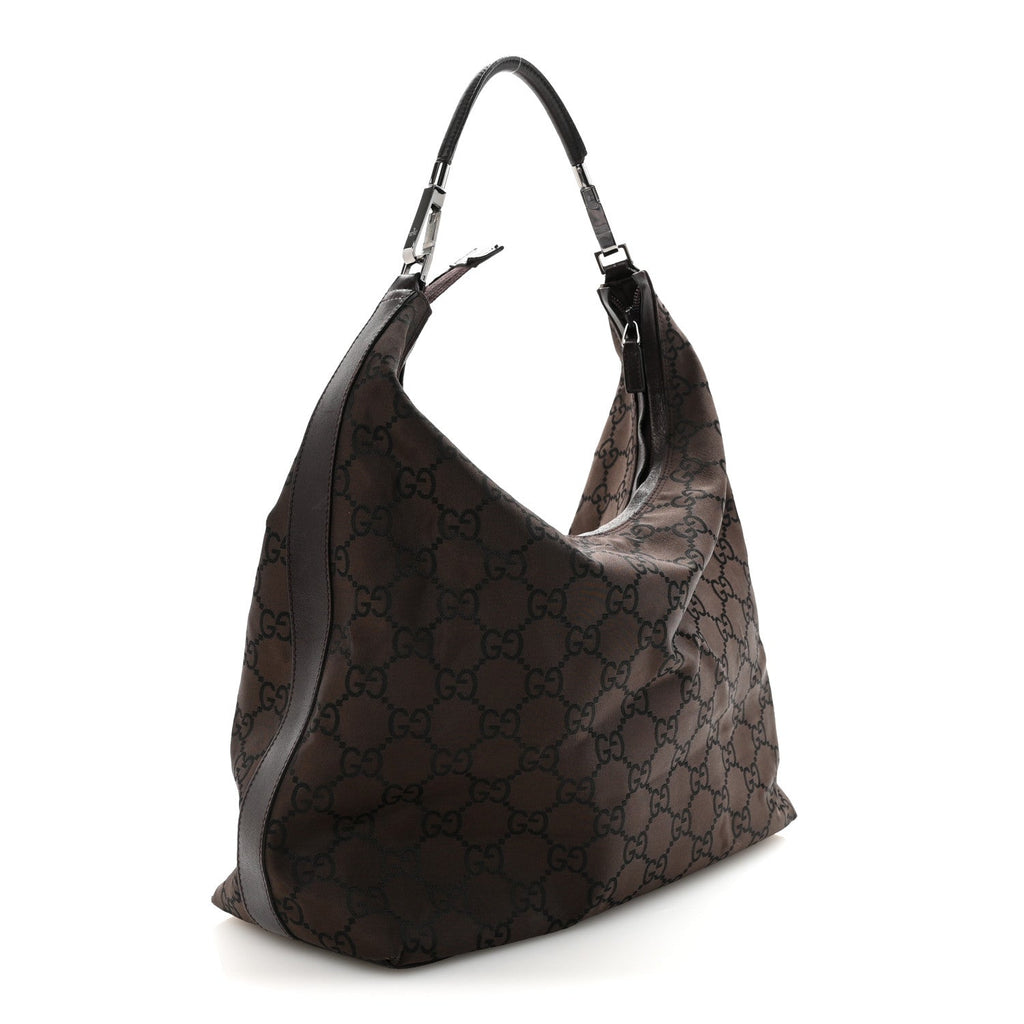 Gucci Nylon Monogram Hobo Dark Brown
