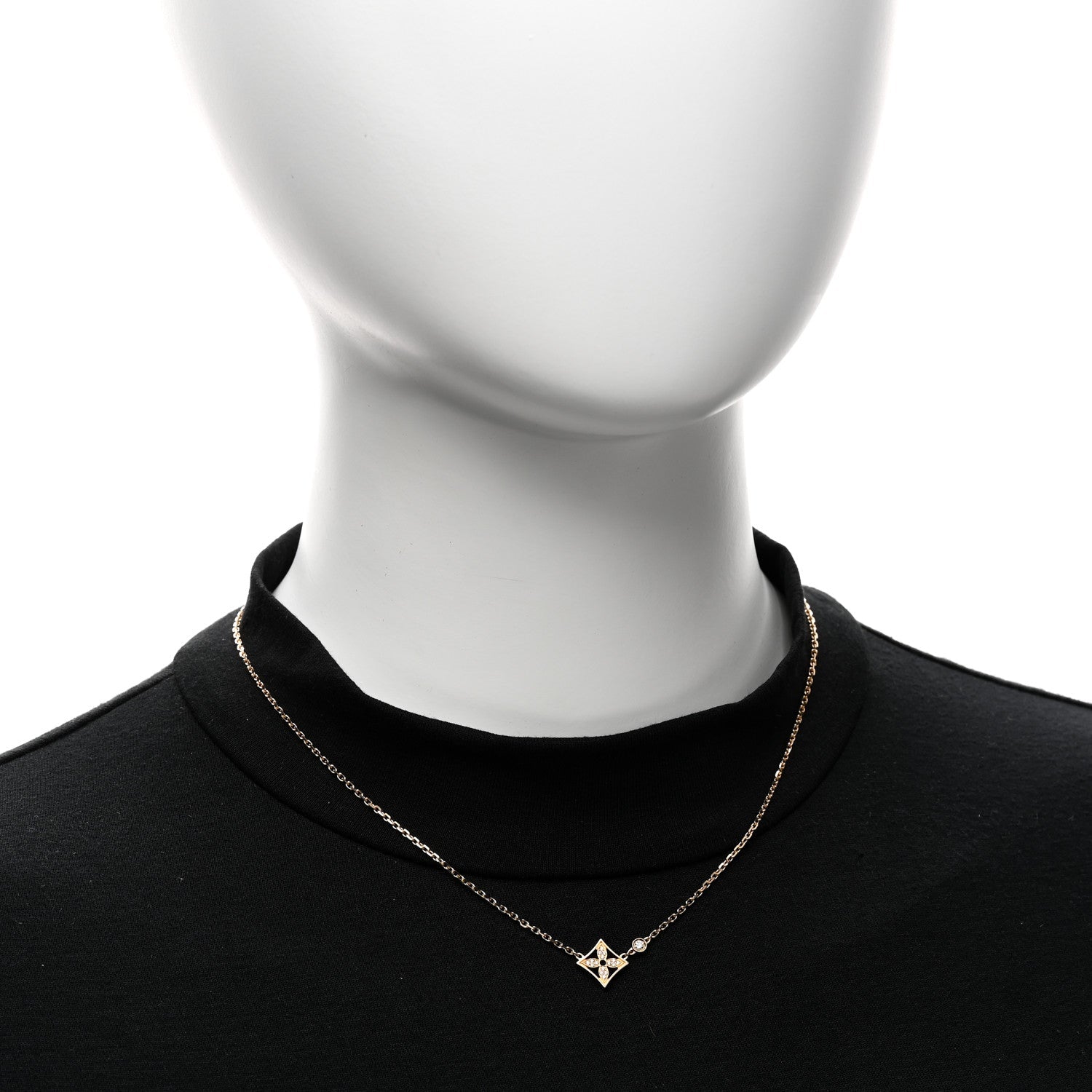 Louis Vuitton 18K Yellow Gold Diamond Idylle Blossom Pendant Pave Necklace