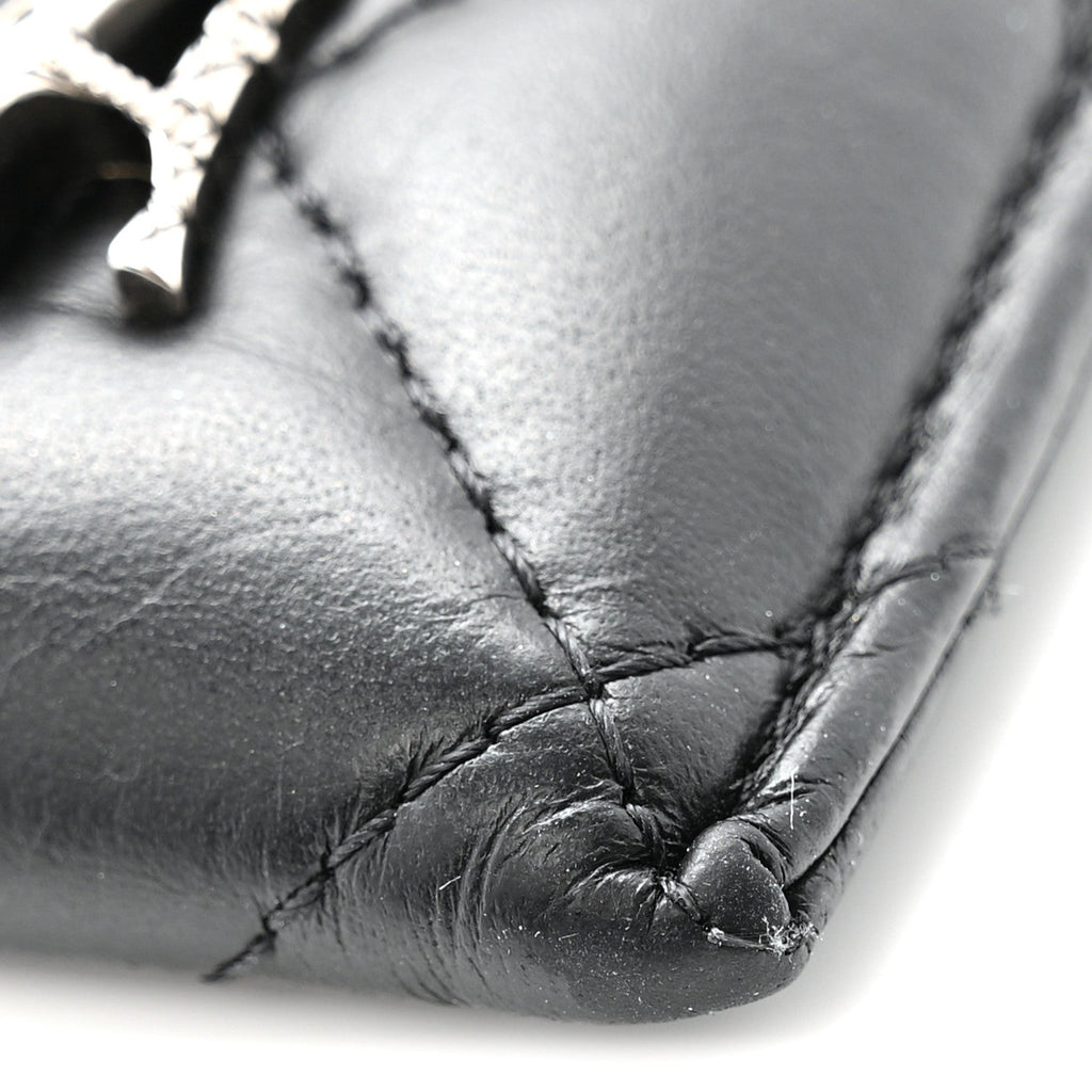 Aged Calfskin Quilted Lucky Charms Reissue Card Holder Black