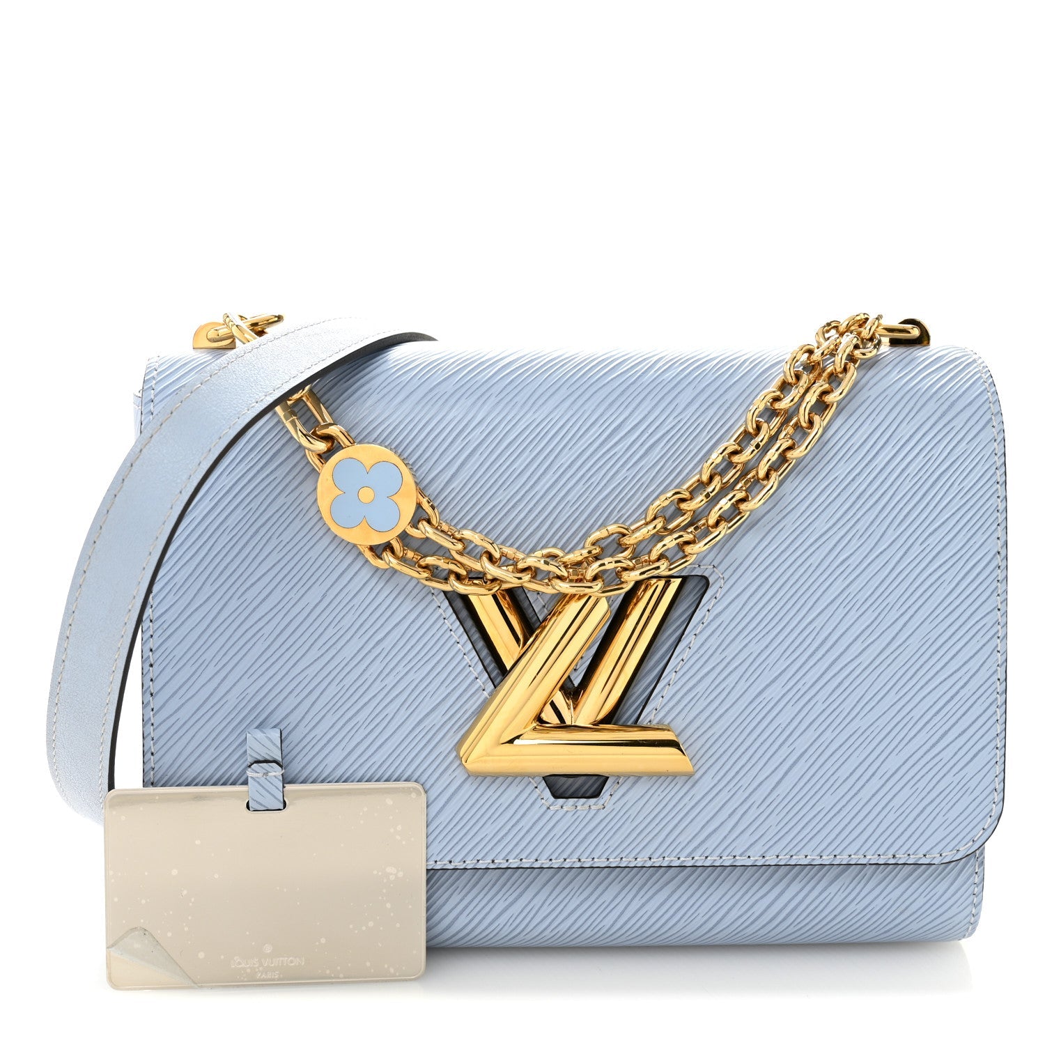 Louis Vuitton Epi Twist Monogram Flower Chain Shoulder Bag MM Blue