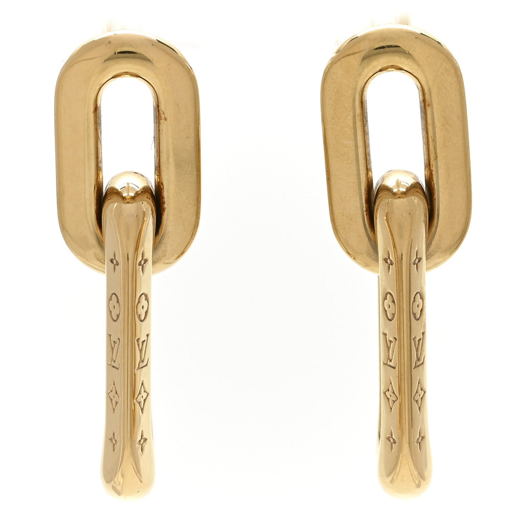 Louis Vuitton Metal LV Edge Double Hoop Earrings Gold