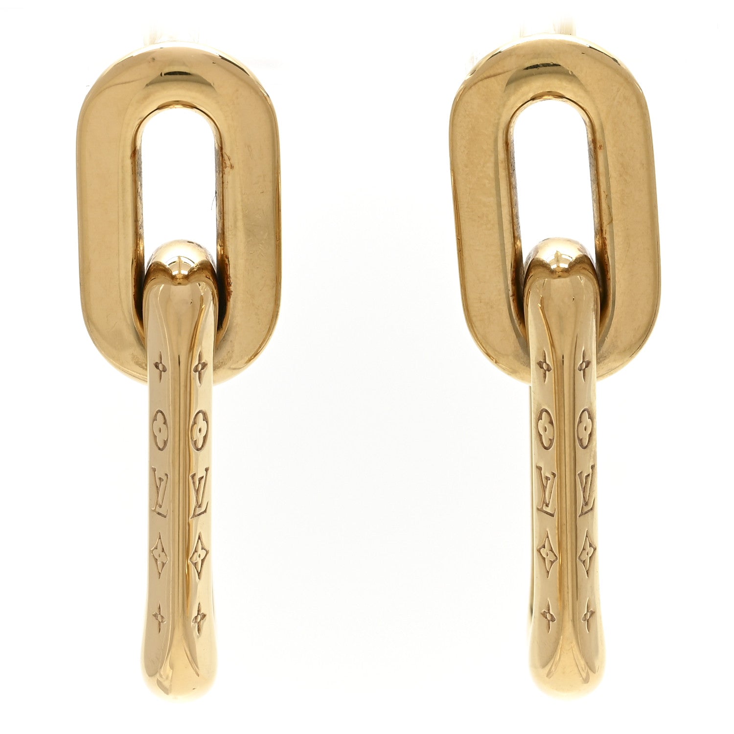 Louis Vuitton Metal LV Edge Double Hoop Earrings Gold