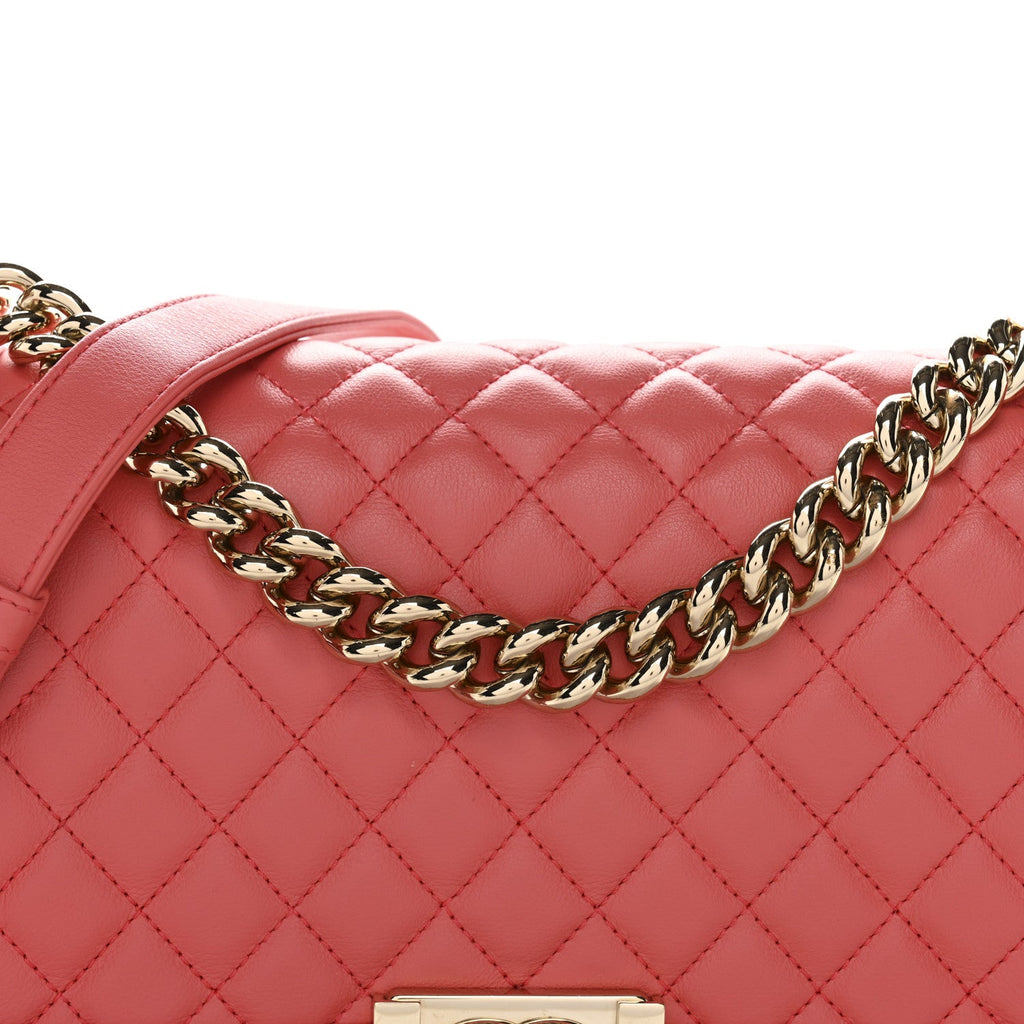 Chanel Calfskin Quilted Medium Boy Flap Coral