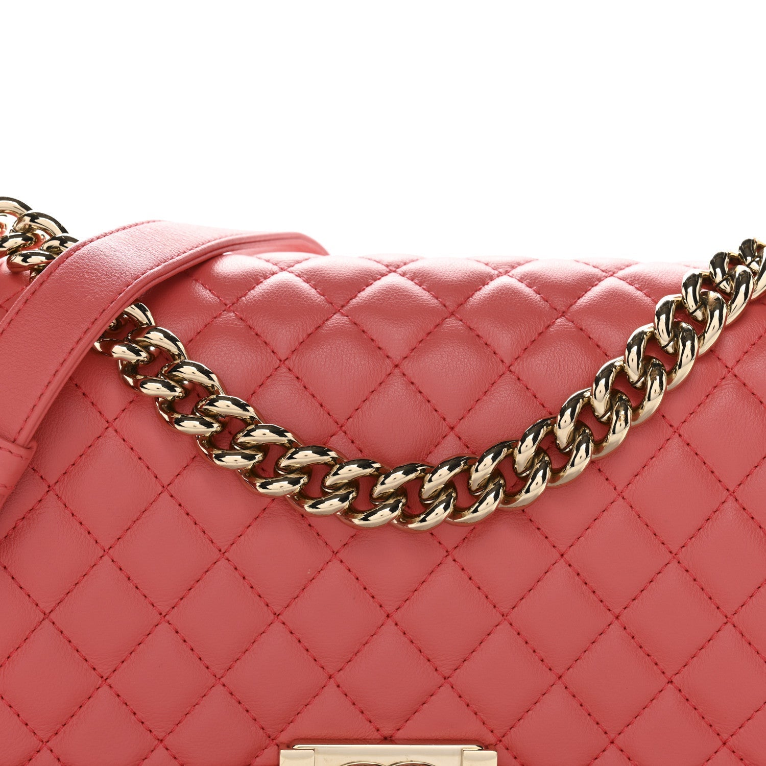 Chanel Calfskin Quilted Medium Boy Flap Coral
