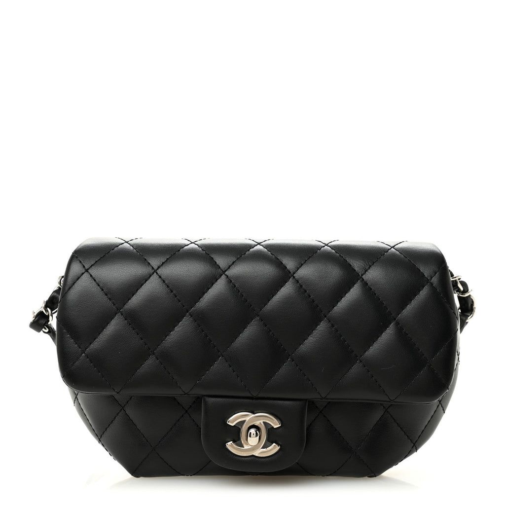 Chanel Calfskin Quilted CC Uniform Flap Belt Bag Black