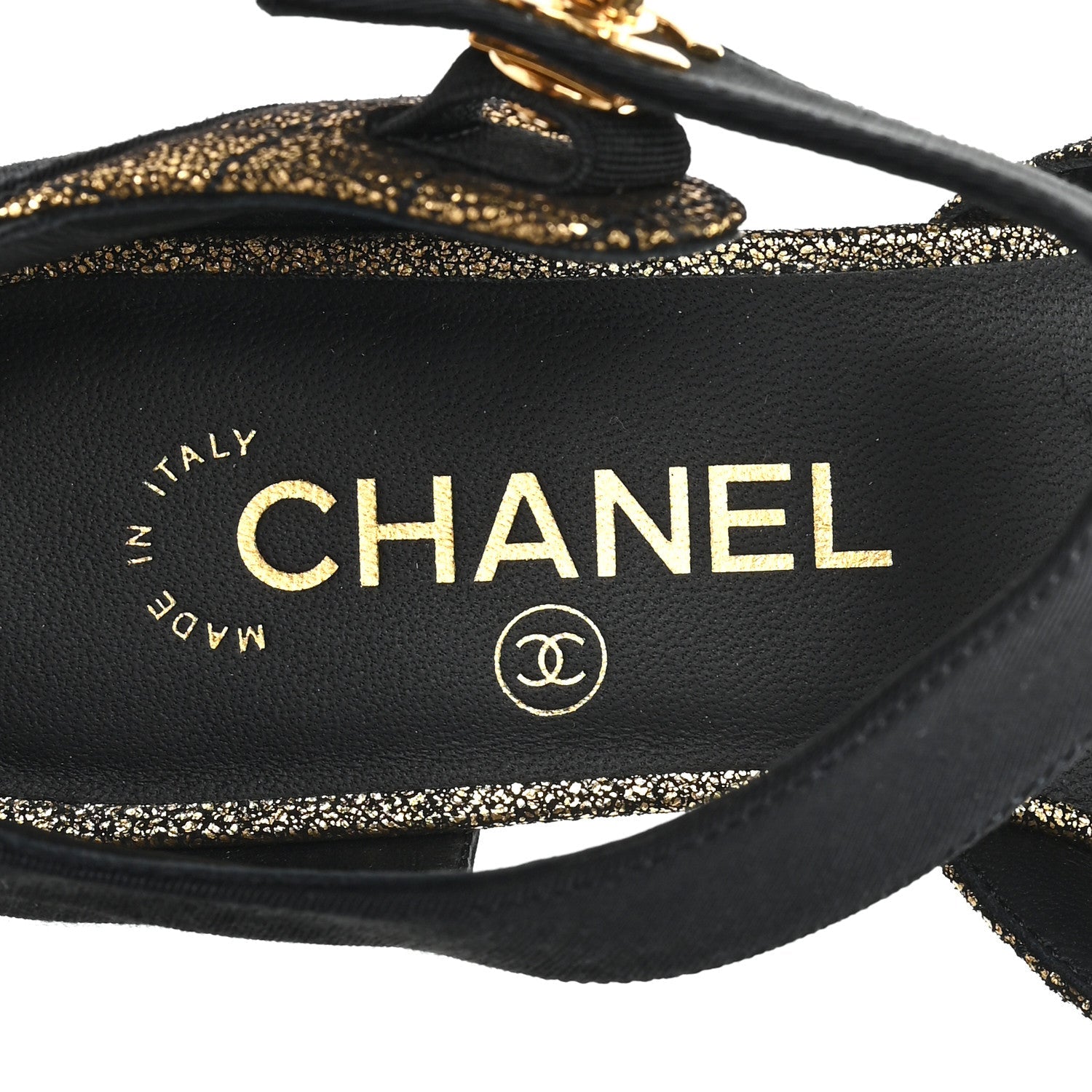 Laminated Suede Kidskin Grosgrain Quilted Cap Toe Ballerina Flats 36.5 Gold Black
