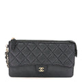 Chanel Iridescent Caviar Quilted Classic Pouch With Handle Black
