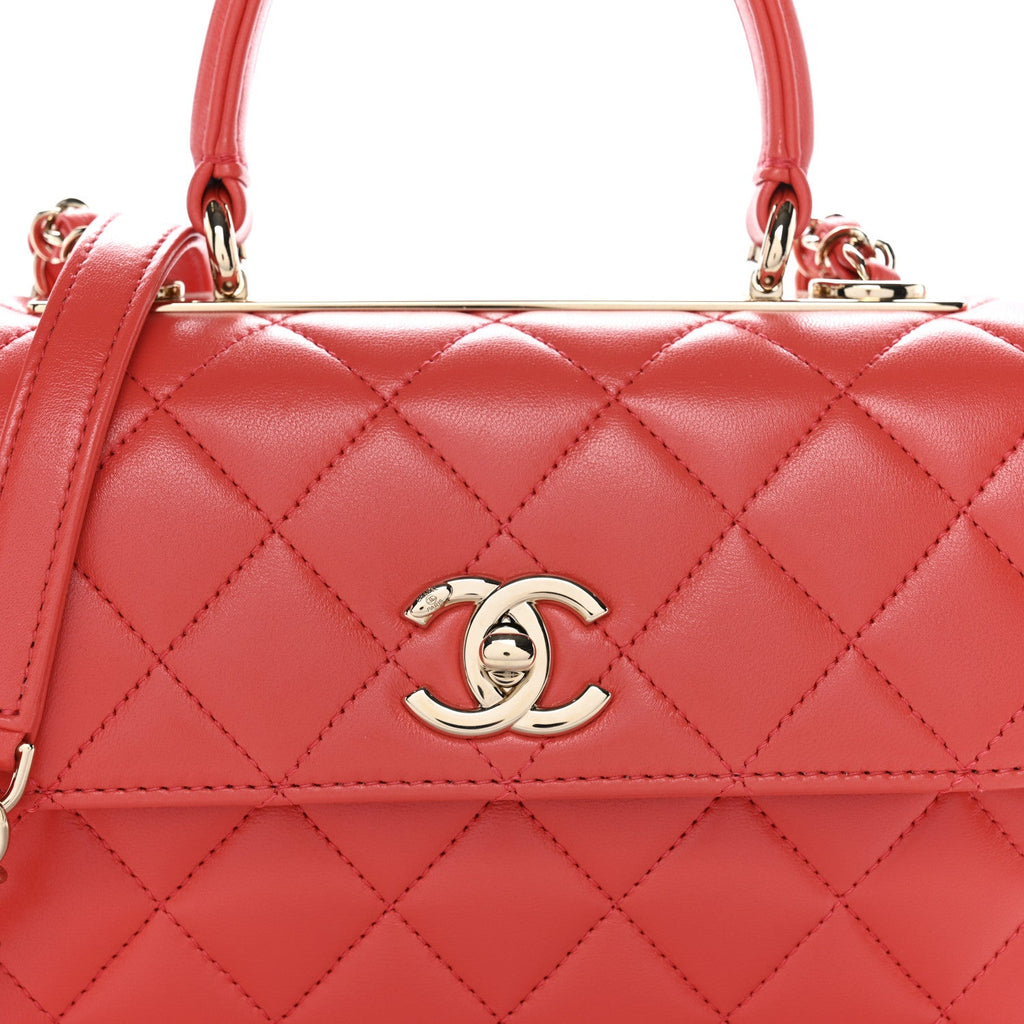 Chanel Lambskin Quilted Small Trendy CC Flap Dual Handle Bag Orange