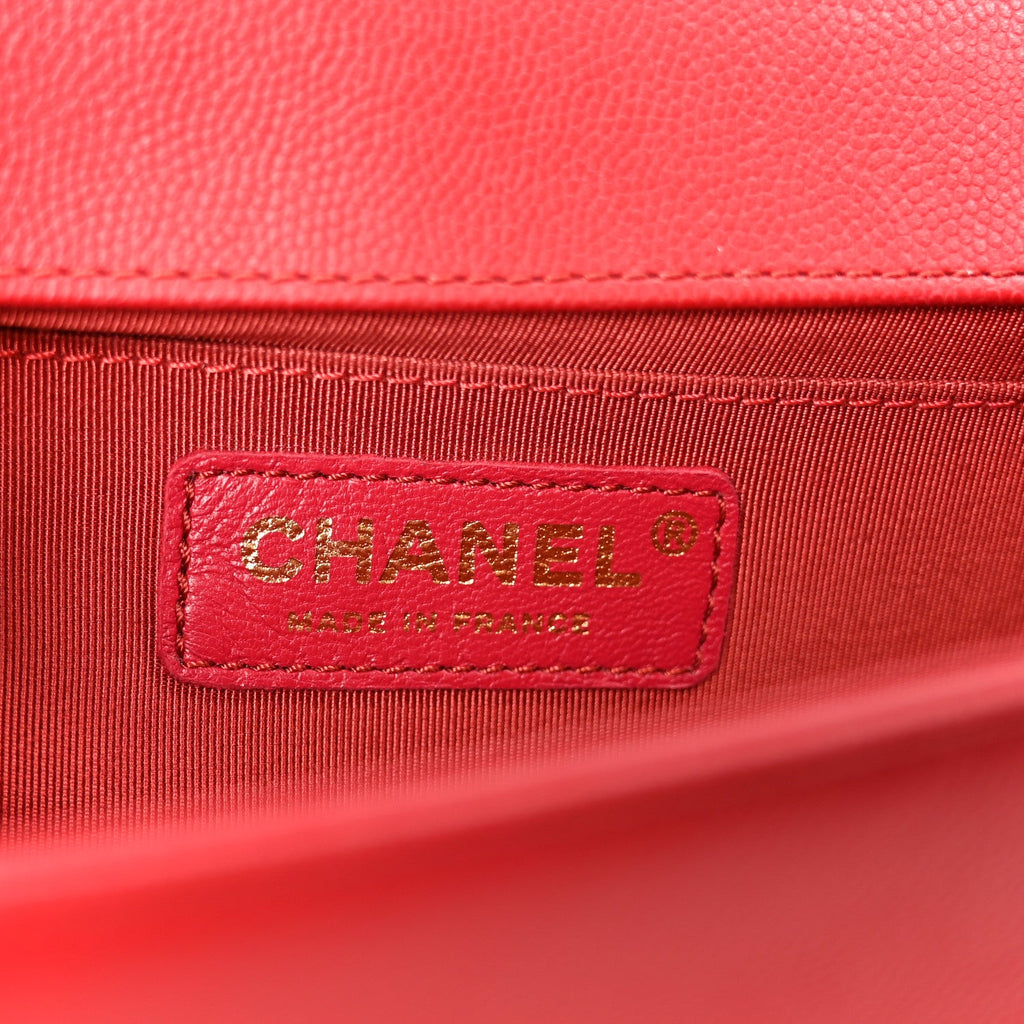 Chanel Caviar Quilted Medium Boy Flap Red
