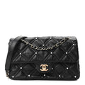 Chanel Lambskin Quilted Pearl Studded Flap Black