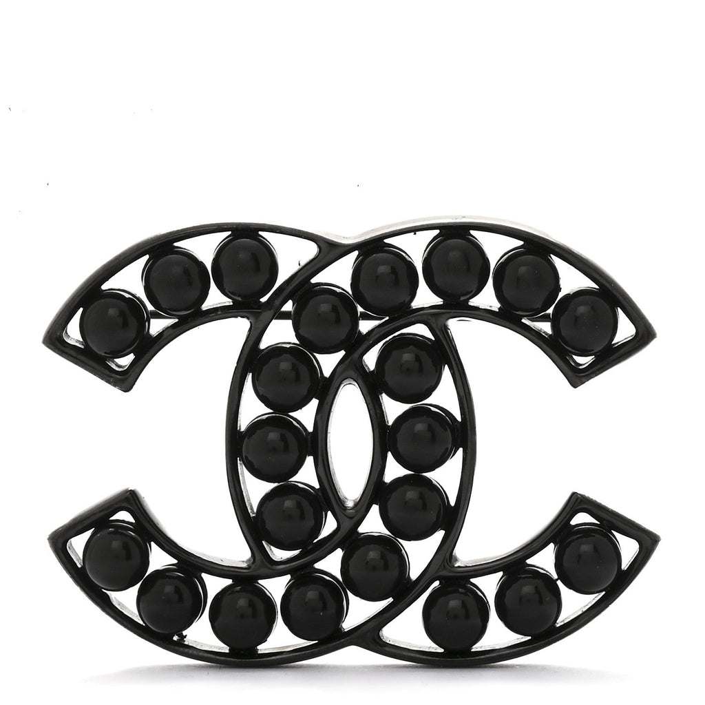 Bead CC Brooch Black