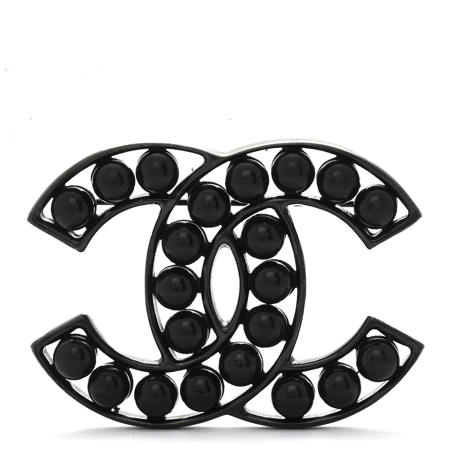 Bead CC Brooch Black