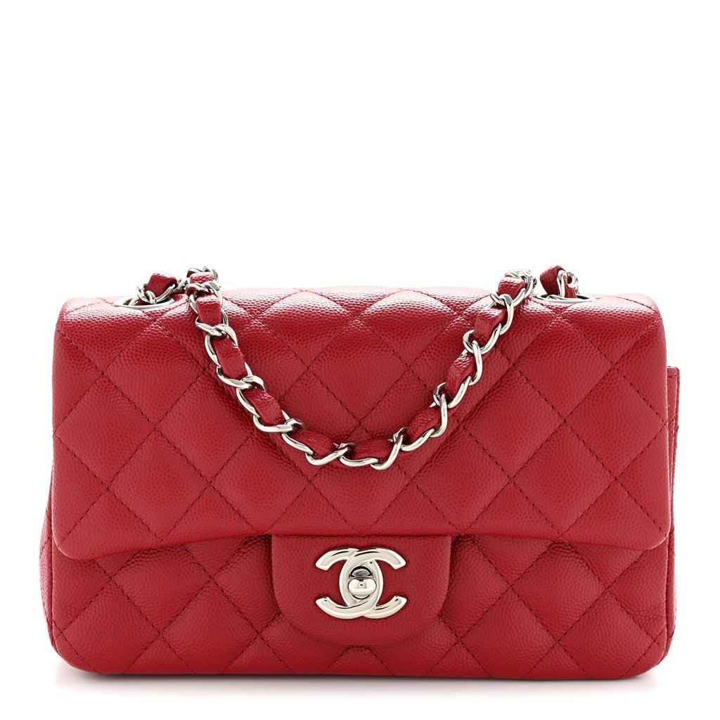 Chanel Caviar Quilted Mini Rectangular Flap Dark Red