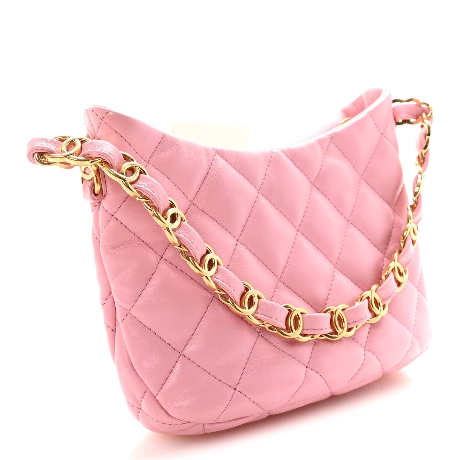 Chanel Lambskin Quilted CC Links Hobo Light Pink