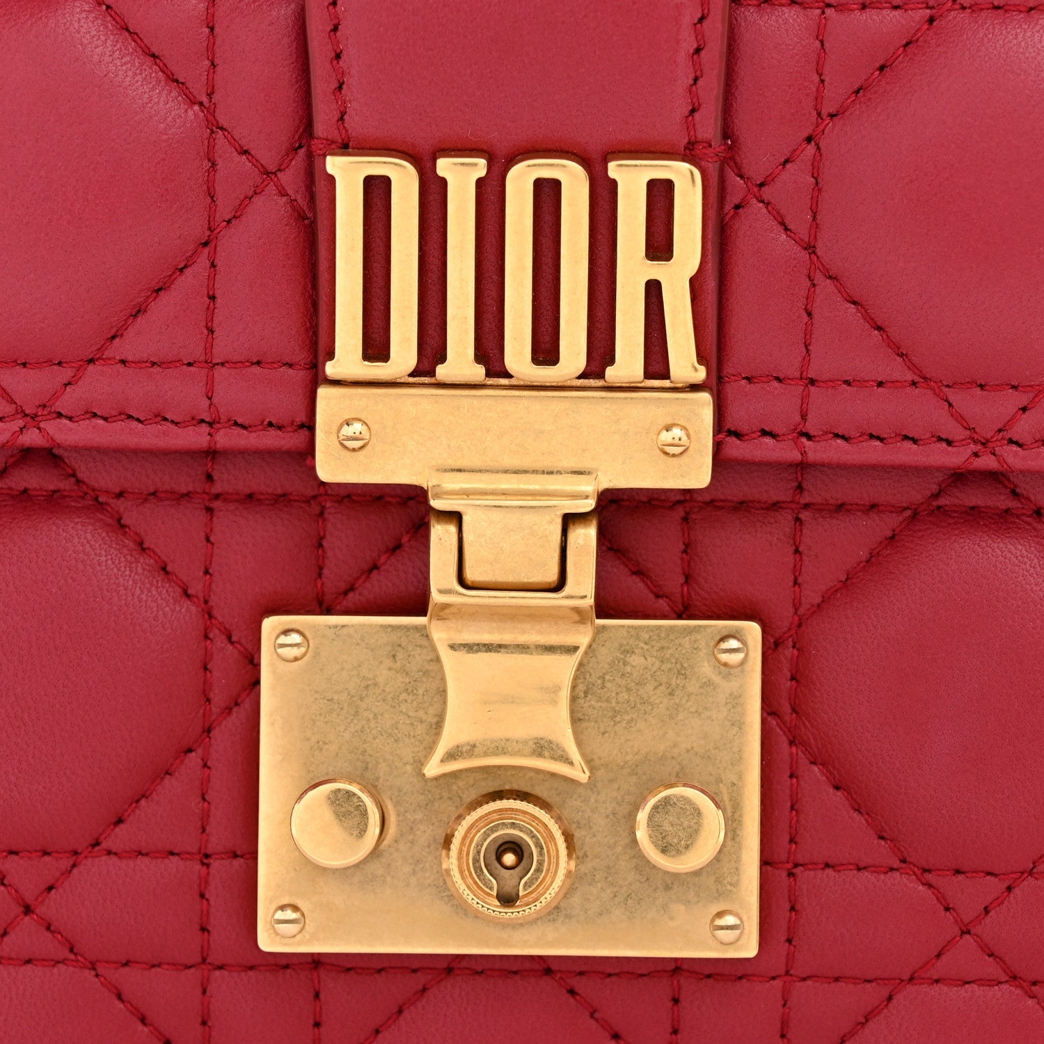 Christian Dior Lambskin Cannage Large Dioraddict Flap Red