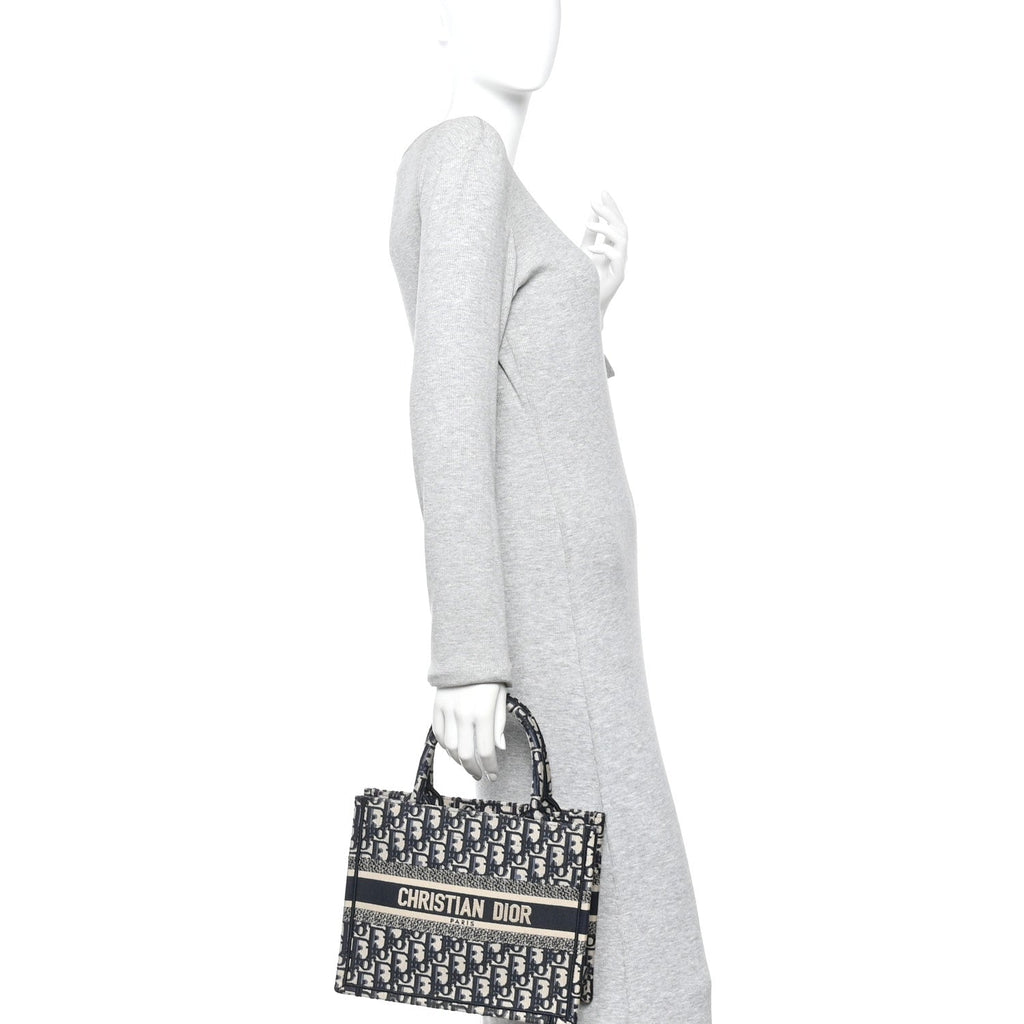 Christian Dior Oblique Small Book Tote Blue Multicolor