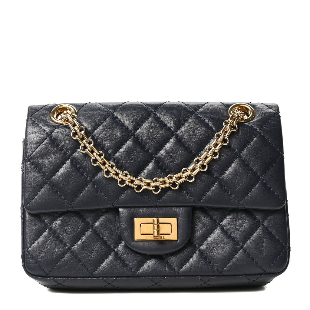 Chanel Aged Calfskin Quilted 2.55 Reissue Mini Flap Navy
