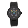Louis Vuitton Stainless Steel Rubber 39mm Tambour Slim Rainbow Quartz Watch Black