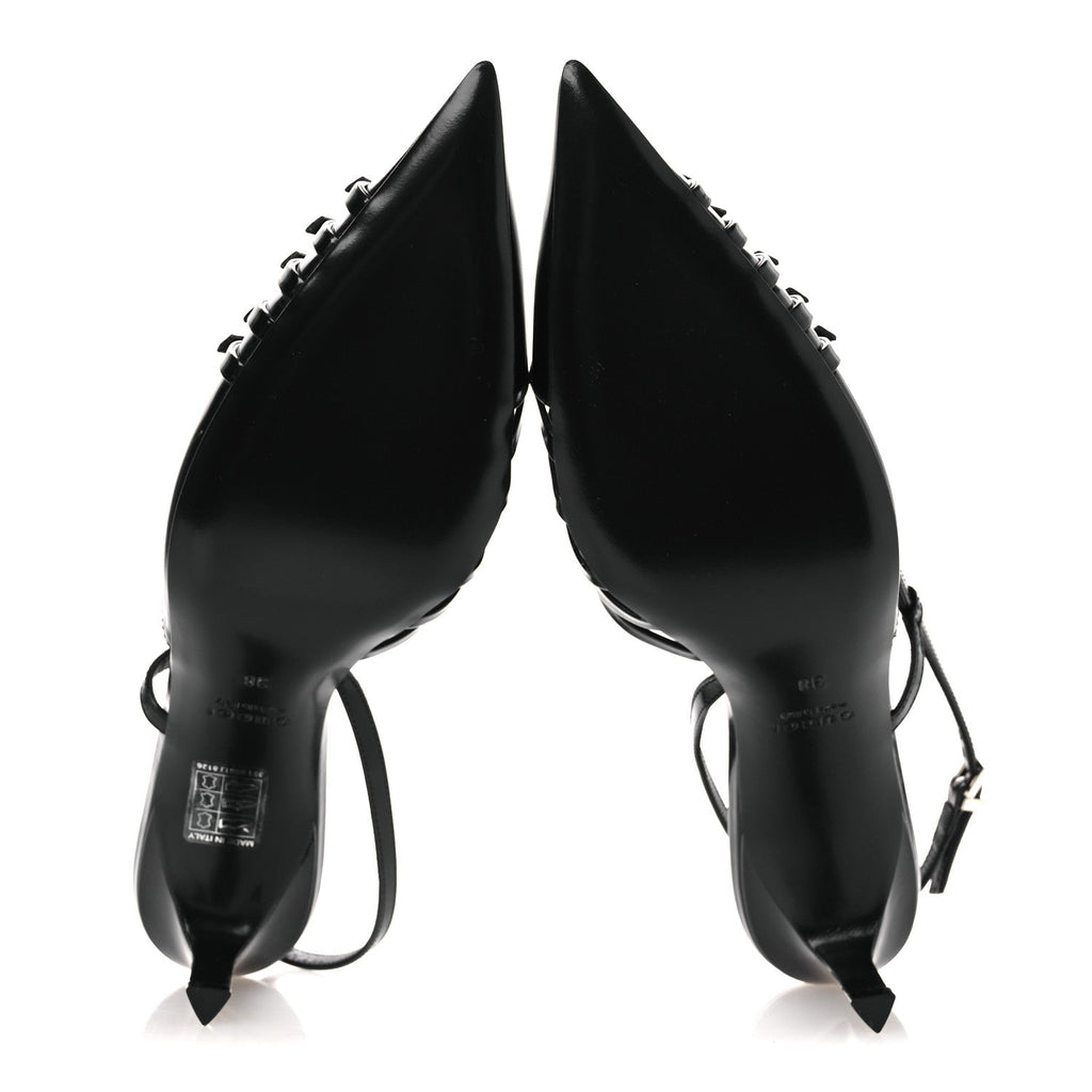 Gucci Patent Regent Calfskin Walma 65 Buckle Slingback Pumps 38 Black