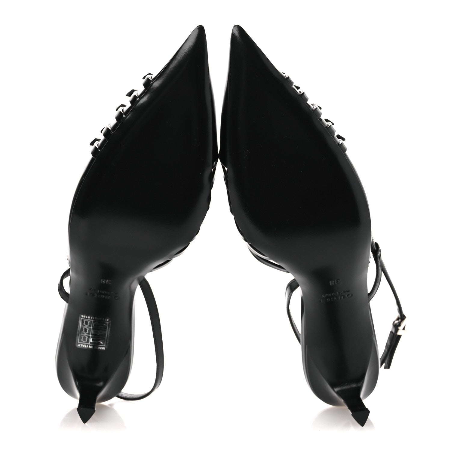 Gucci Patent Regent Calfskin Walma 65 Buckle Slingback Pumps 38 Black