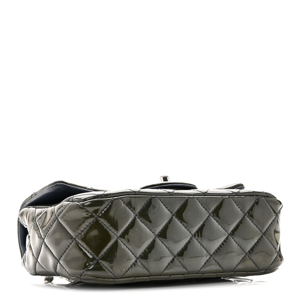 Chanel Patent Calfskin Quilted Mini Rectangular Flap Navy Blue