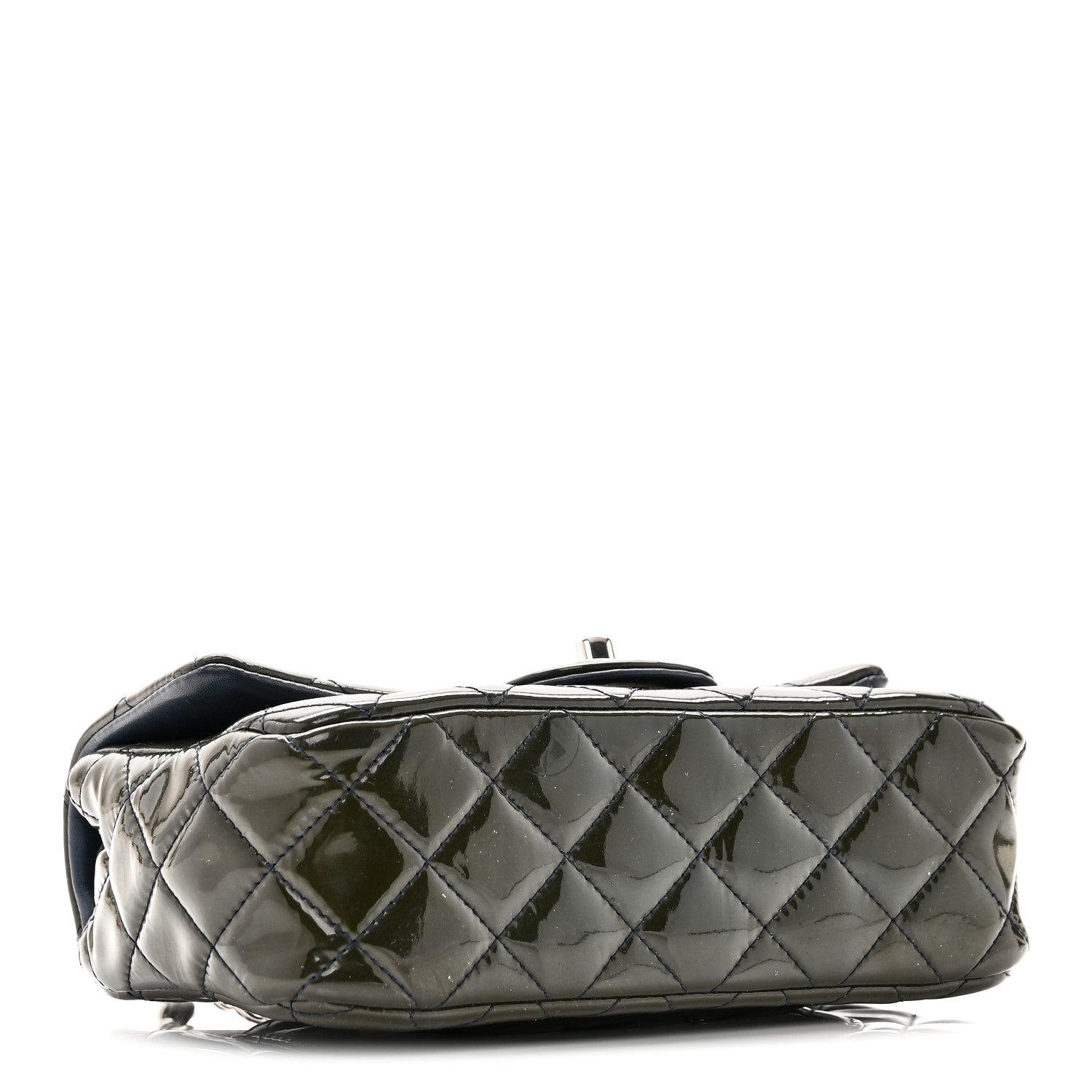 Chanel Patent Calfskin Quilted Mini Rectangular Flap Navy Blue