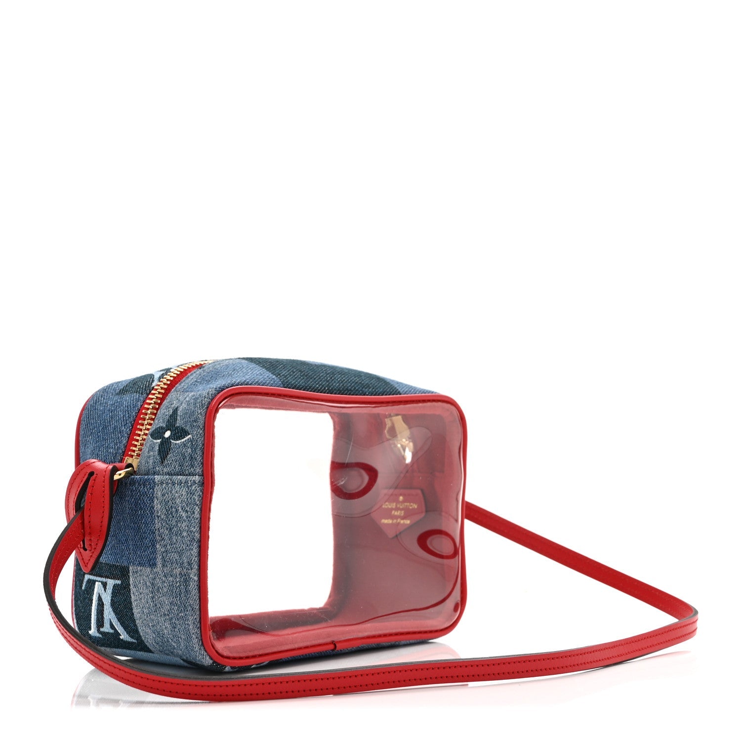 Louis Vuitton Denim Damier Monogram Patchwork PVC Beach Pouch Blue Rouge