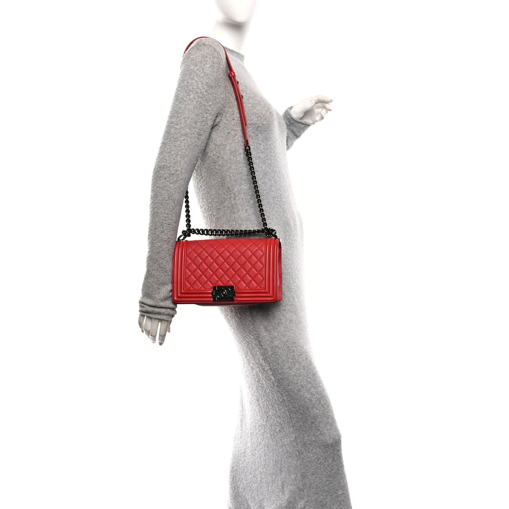 Chanel Lambskin Quilted Medium Boy Flap Red