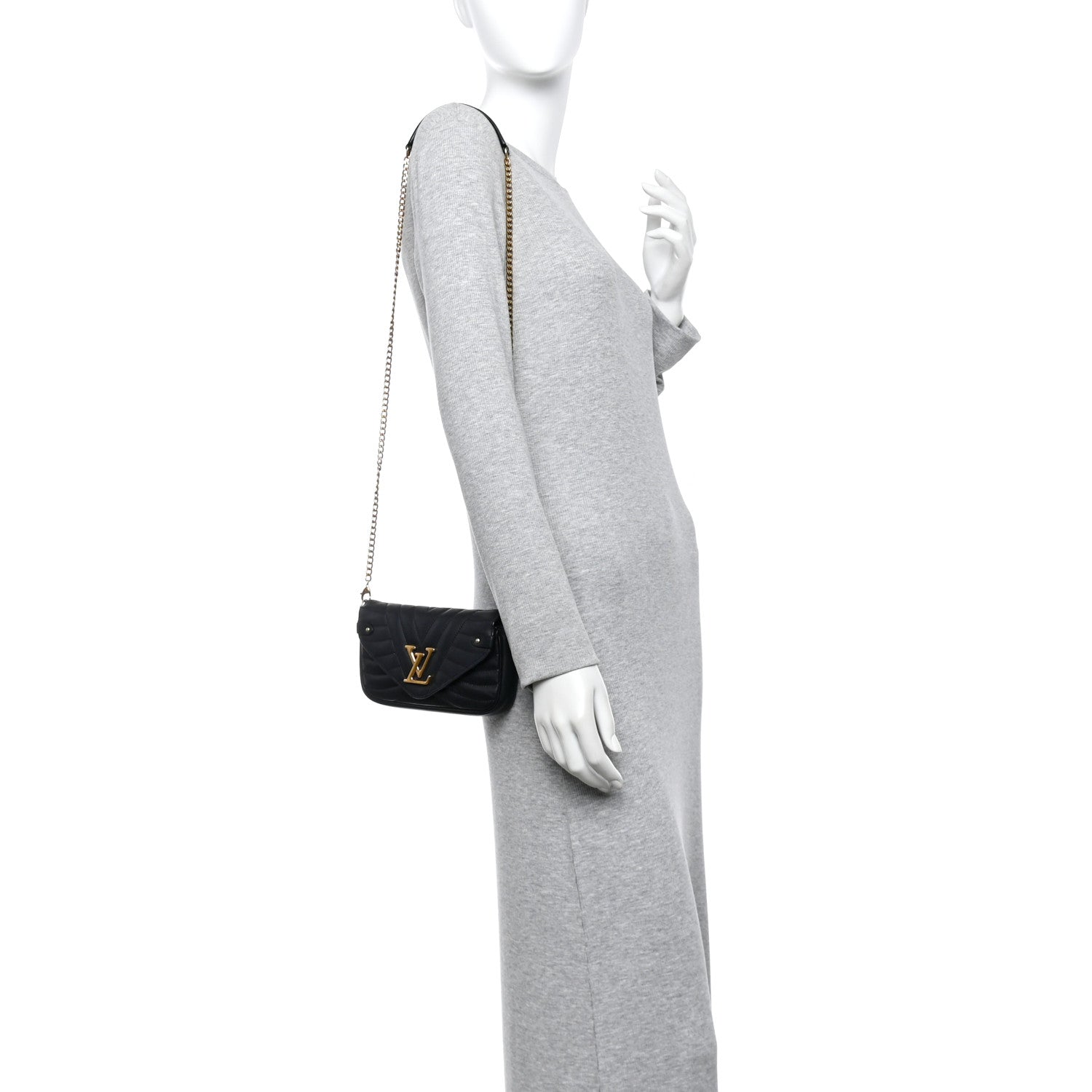 Louis Vuitton Calfskin New Wave Chain Pochette Black