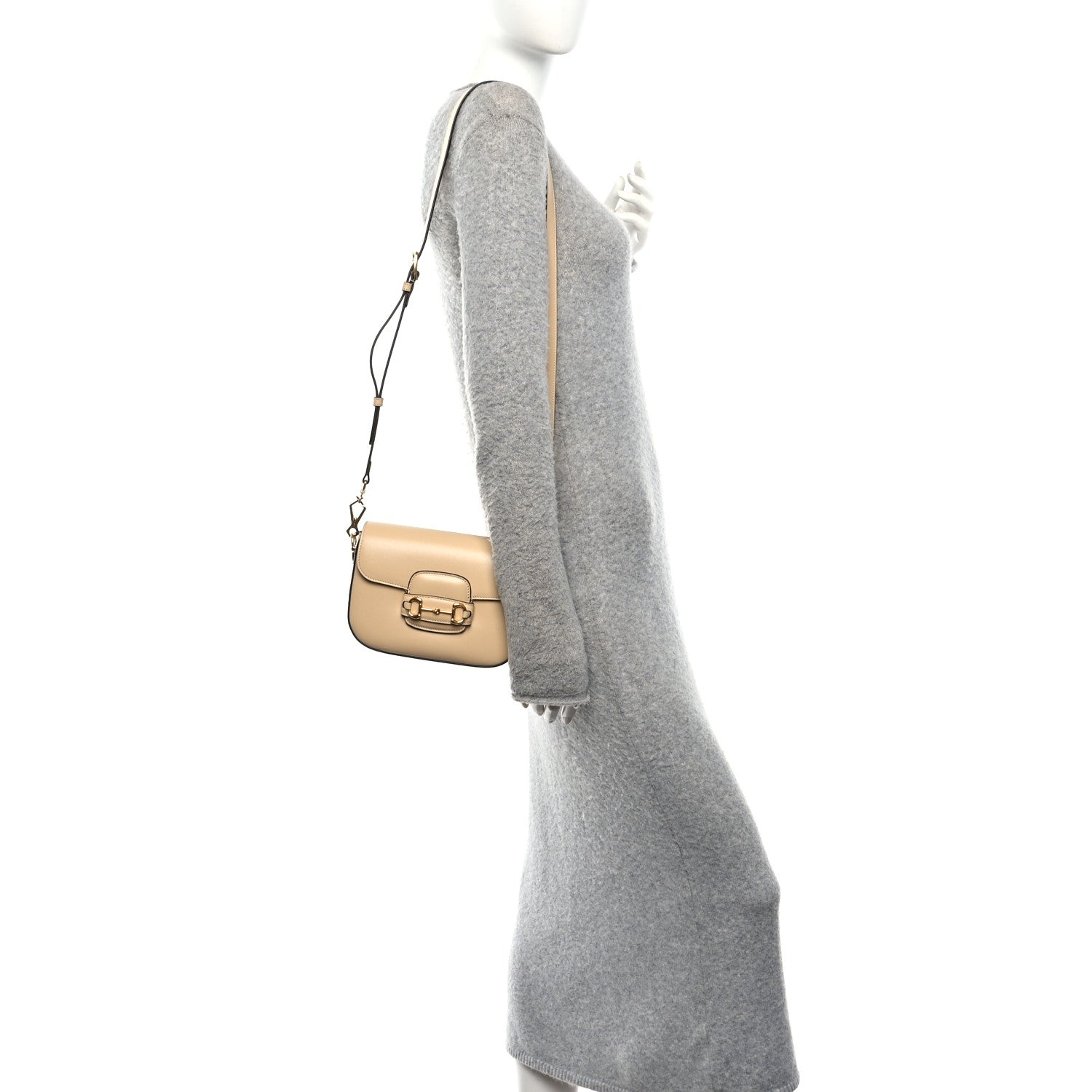 Gucci Azalea Calfskin Web Mini Horsebit 1955 Shoulder Bag Bubble Tea
