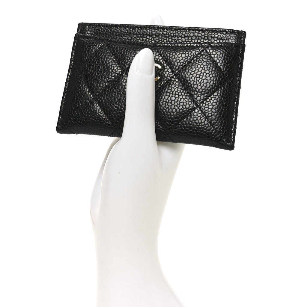 Caviar Quilted Card Holder Black