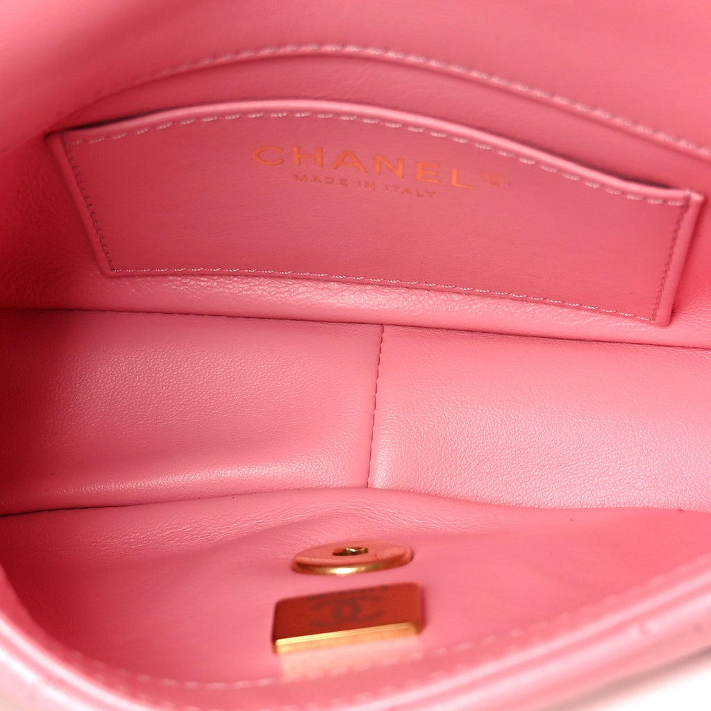 Chanel Lambskin Wenge Quilted Mini Fashion Wood Square Flap Pink