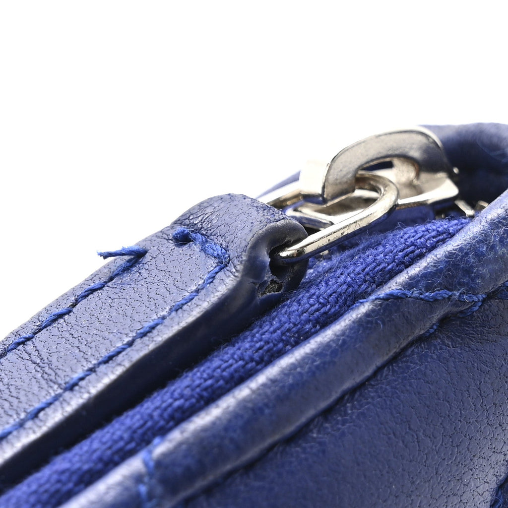 Chanel Lambskin Quilted Zip Around Coin Purse Wallet Blue