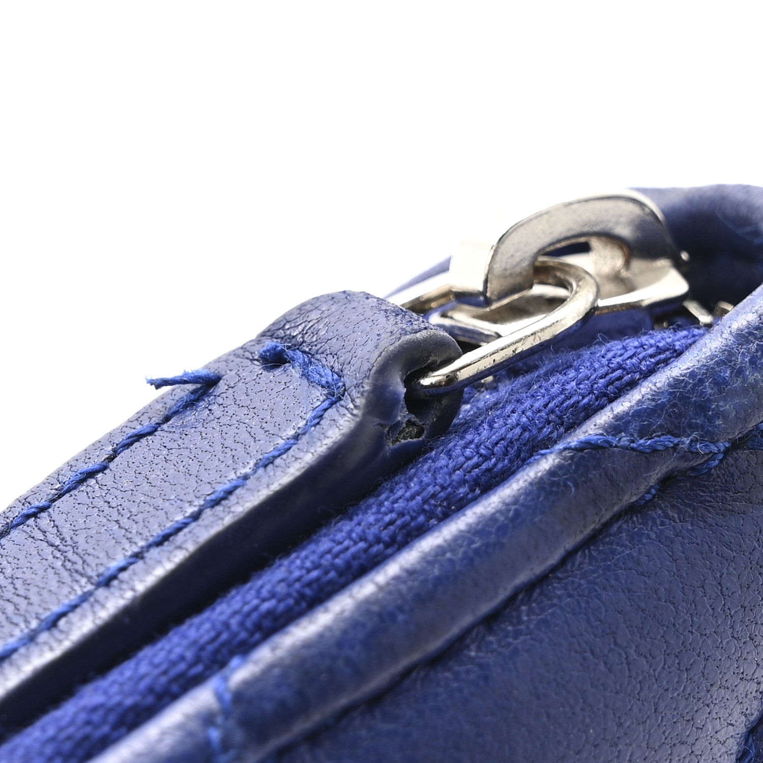 Chanel Lambskin Quilted Zip Around Coin Purse Wallet Blue