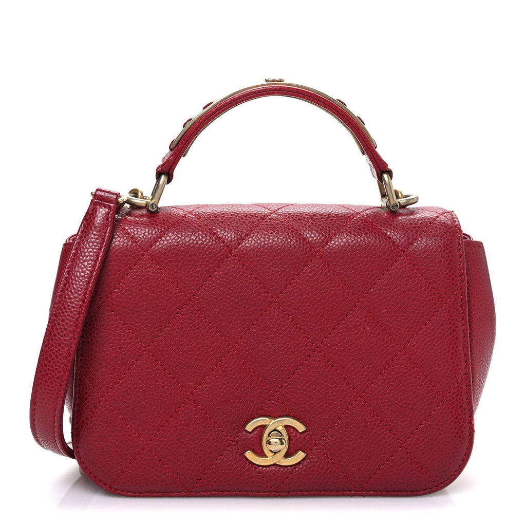 Chanel Caviar Mini Carry Around Flap Bag Red