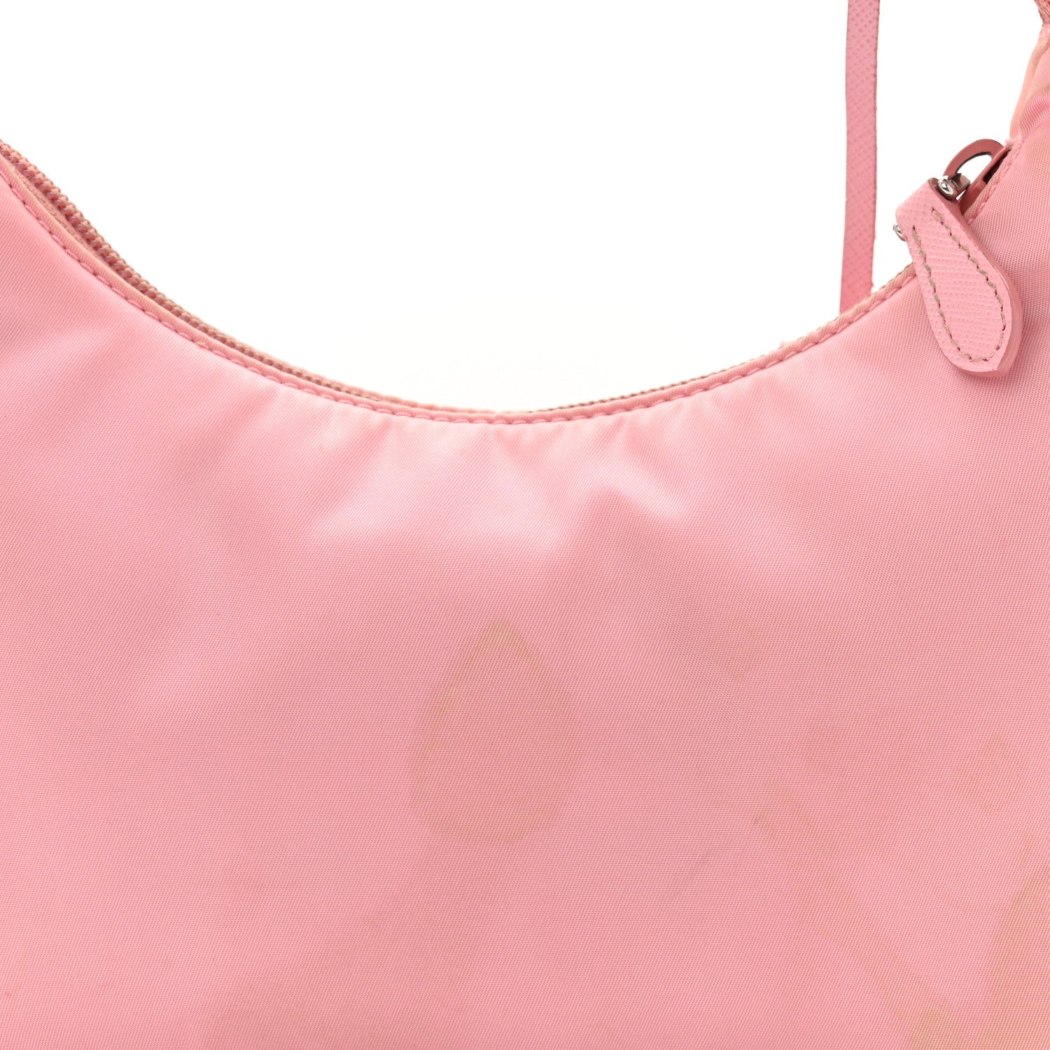 Prada Tessuto Nylon Saffiano Mini Re-Edition 2000 Bag Rosa