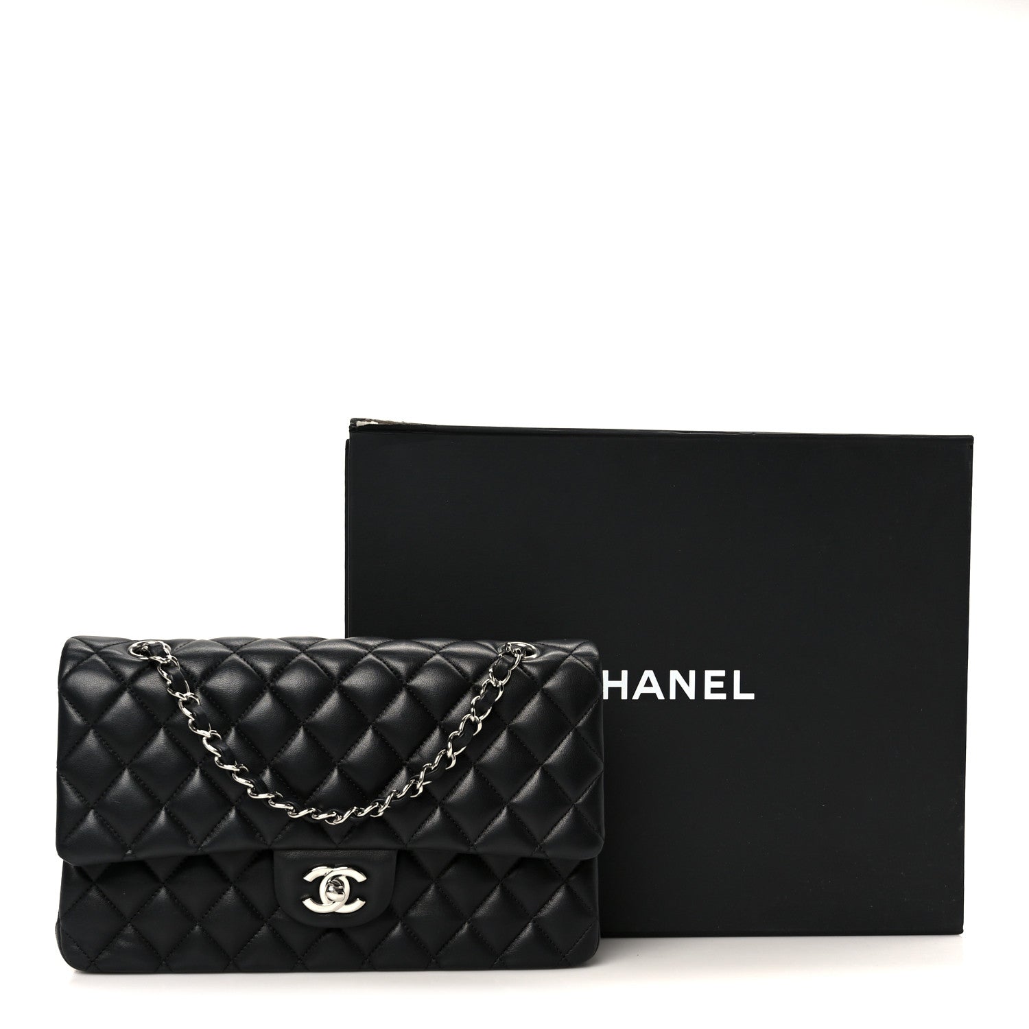 Chanel Lambskin Quilted Medium Double Flap Black