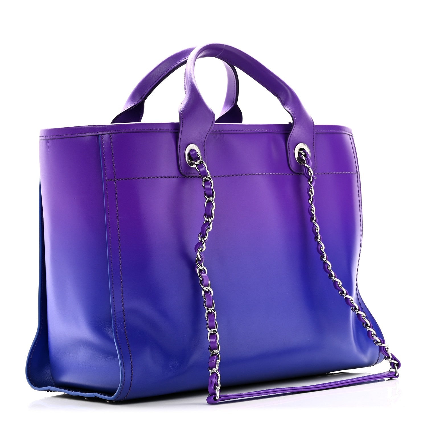 Chanel Shaded Calfskin Small Deauville Tote Purple Blue