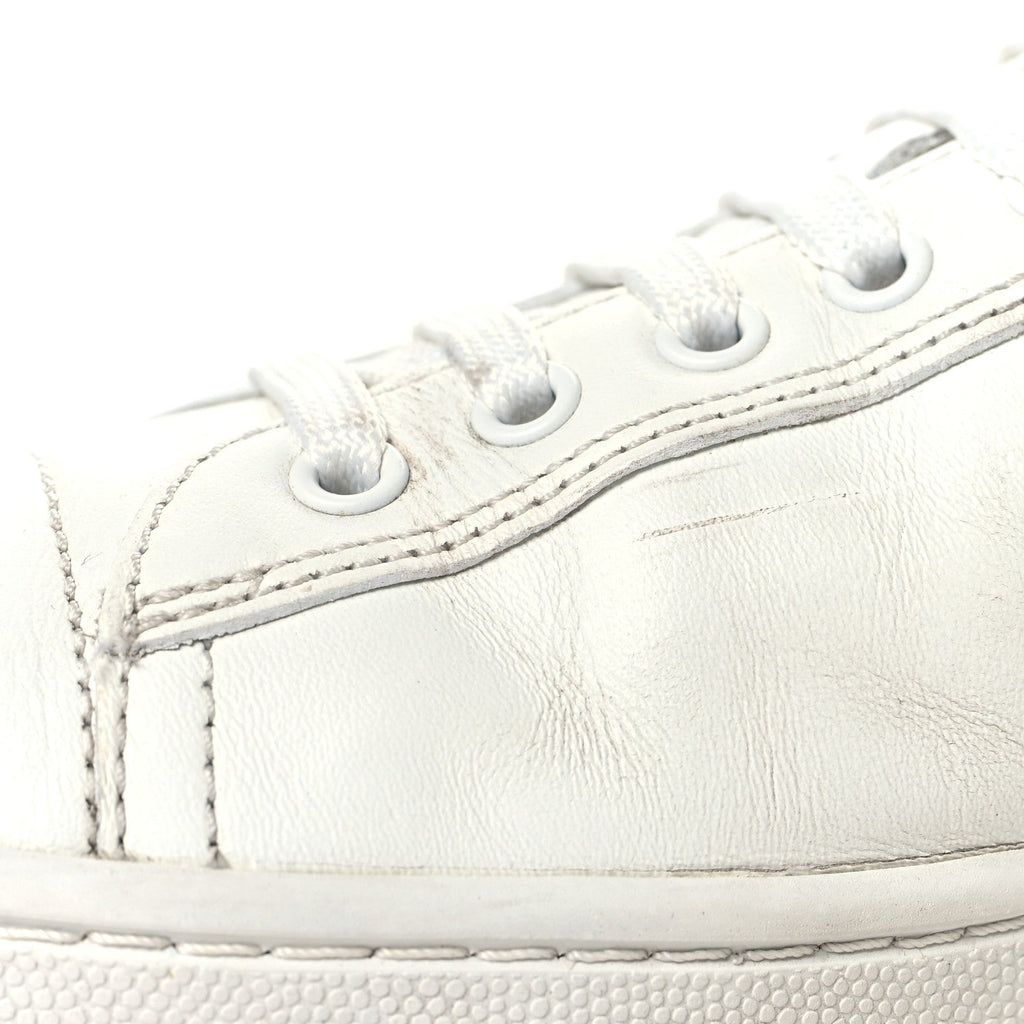 Prada Vitello Mens Logo Low Top Sneakers 43 White