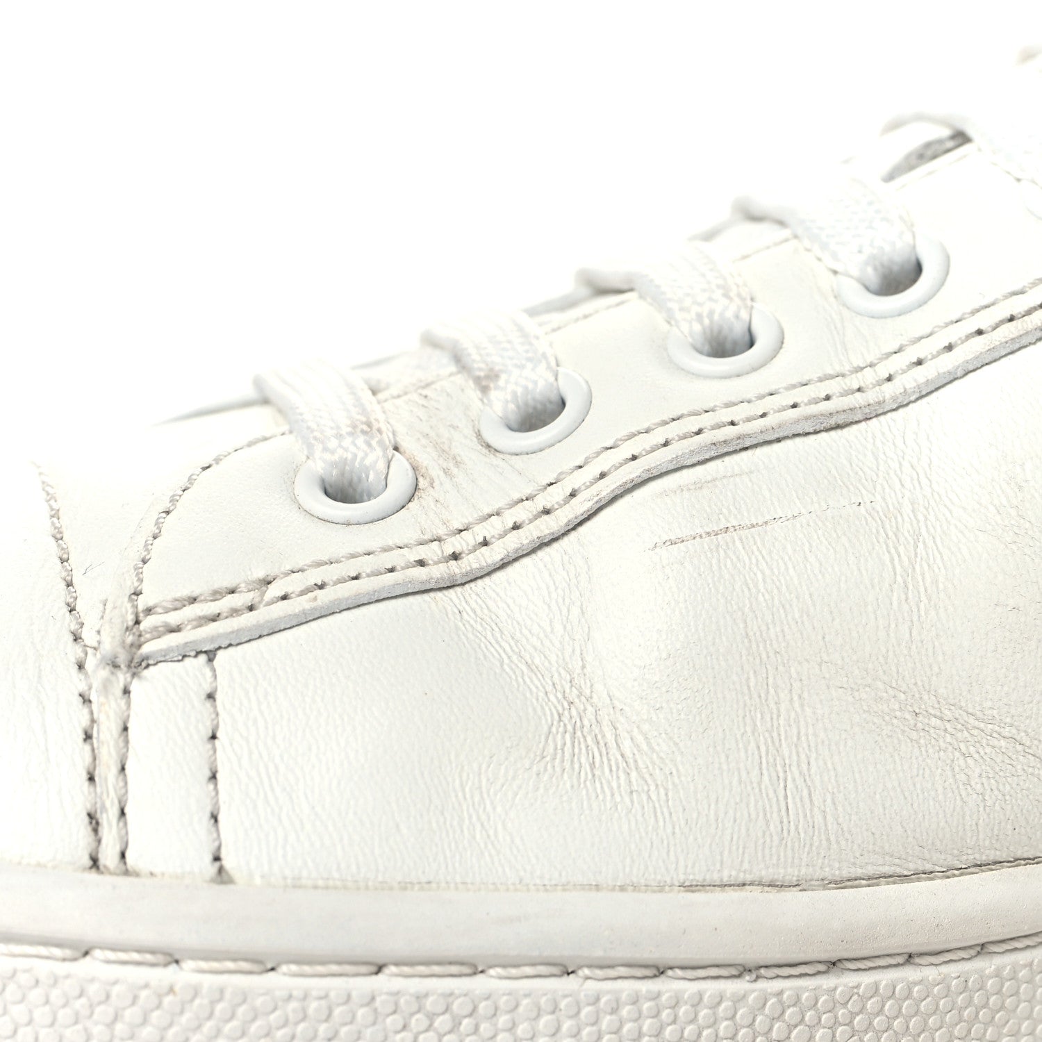 Prada Vitello Mens Logo Low Top Sneakers 43 White