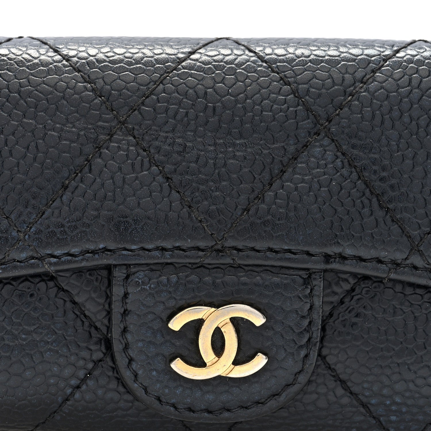 Caviar Quilted 6 Key Holder Black