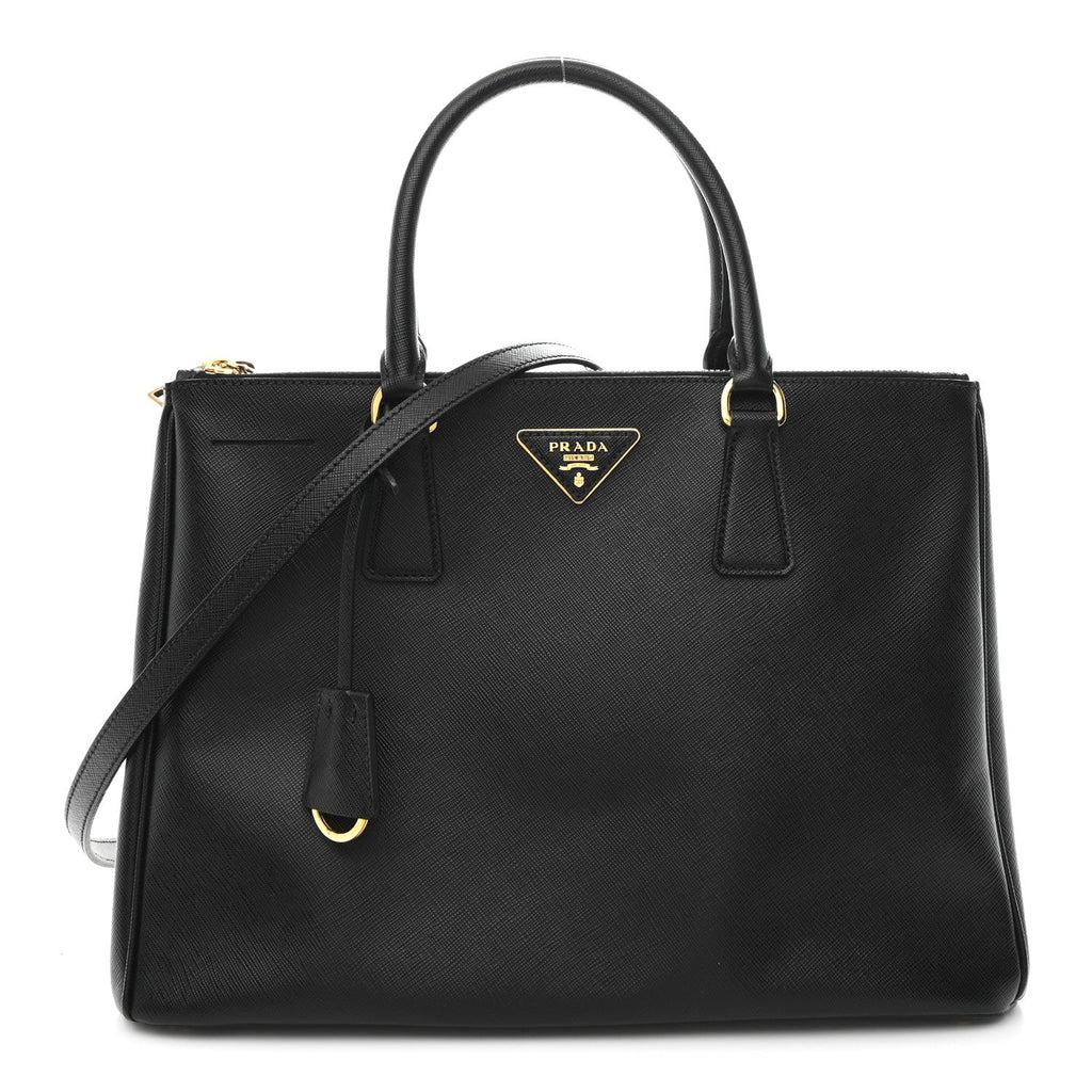 Prada Saffiano Lux Medium Galleria Double Zip Black Black
